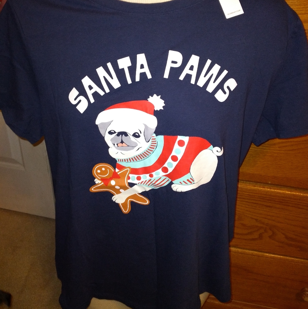 Santa Paws Pug shirt 🐶